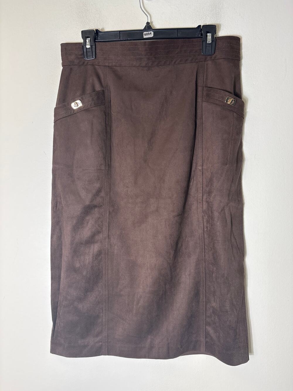 J. McLaughlin Brown Faux Suede Midi Pencil Skirt Sz 12